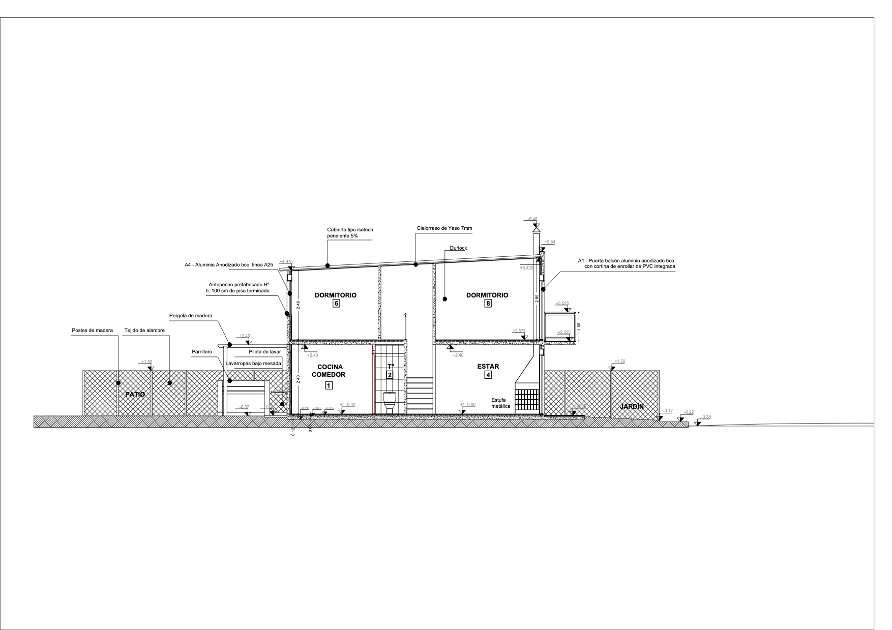 Corte arquitectónico de Duplex 2D