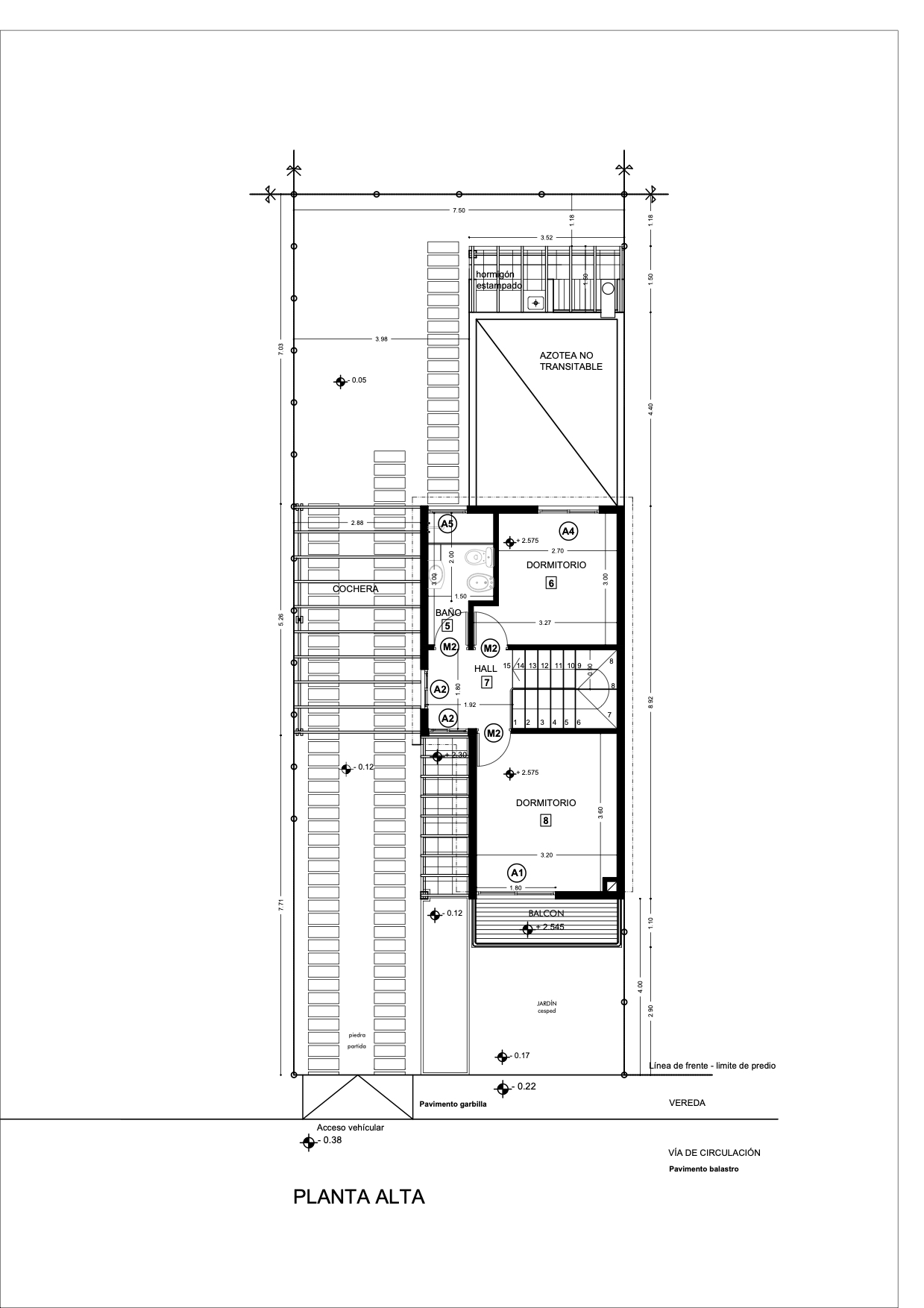 Plano arquitectónico de planta alta Duplex 3D