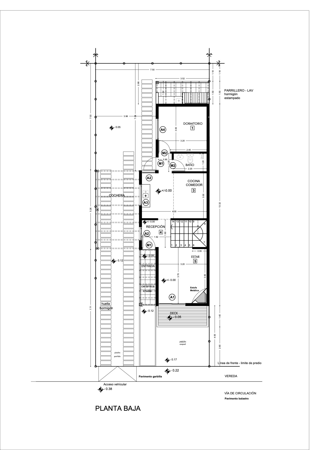 Plano arquitectónico de planta baja Duplex 3D